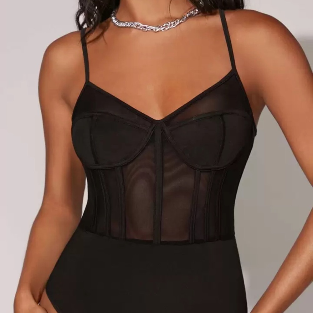 Zaful Black Mesh Underwire Bodysuit